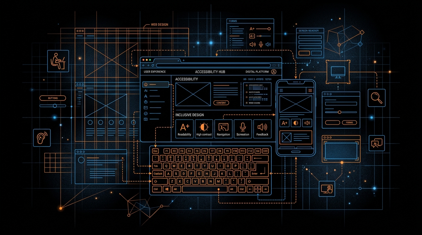 Accessibility statement inclusive design layout abstract illustration