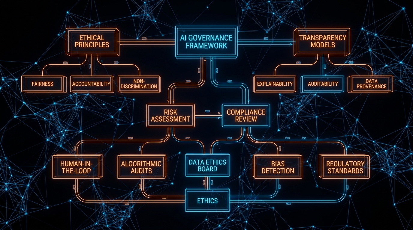 Responsible AI policy ethics governance abstract illustration